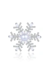 Classicharms Pave And Freshwater Pearl Snowflake Multi Way Brooch Pendant In Metallic