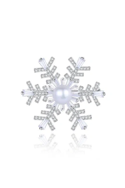 CLASSICHARMS CLASSICHARMS PAVÉ AND FRESHWATER PEARL SNOWFLAKE MULTI WAY BROOCH PENDANT