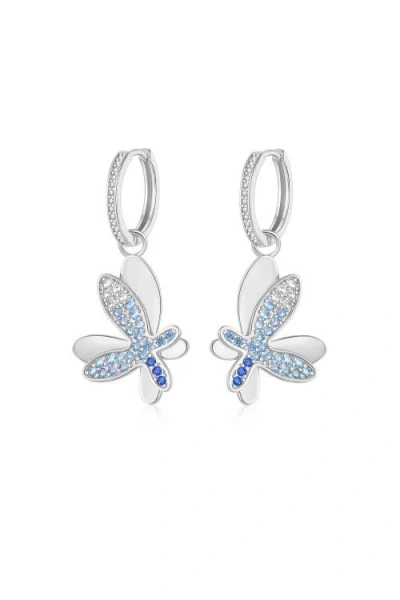 CLASSICHARMS CLASSICHARMS PAVÉ BUTTERFLY DANGLE DROP HOOP EARRINGS