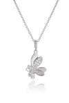Classicharms Pavé Butterfly Pendant Necklace In Brown