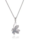 Classicharms Silver Gradient Blue Pavé Diamond Butterfly Pendant Necklace In Silver