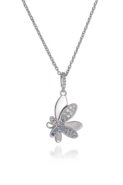 Classicharms Pavé Butterfly Pendant Necklace In Silver