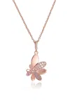 Classicharms Rose Gold Gradient Pink Pavé Diamond Butterfly Pendant Necklace In Pink