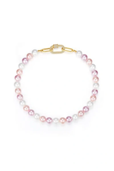 CLASSICHARMS CLASSICHARMS SHELL PEARL NECKLACE WITH GEM-ENCRUSTED CARABINER LOCK