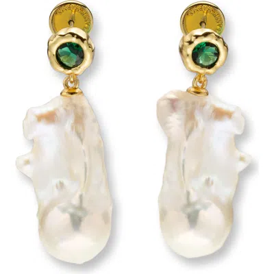 Classicharms Skyler Freshwater Baroque Pearl Drop Earrings In Brown