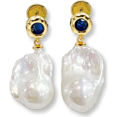 Classicharms Skyler Freshwater Baroque Pearl Drop Earrings In Brown