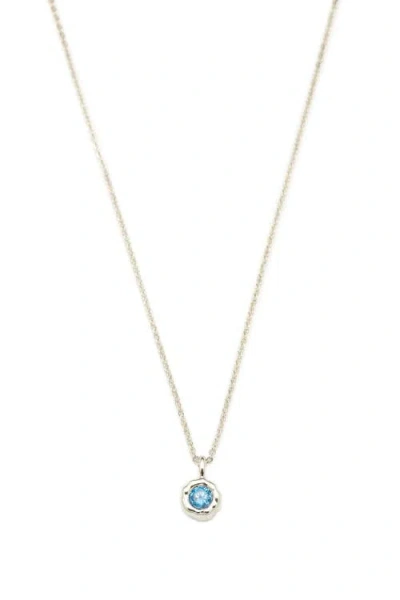 Classicharms Skyler Molten Solitaire Cubic Zirconia Pendant Necklace In Blue