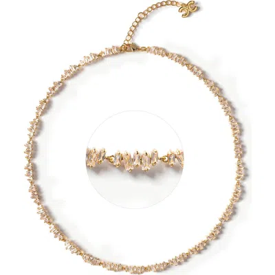 CLASSICHARMS CLASSICHARMS T SHAPE ZIRCONIA TENNIS CHOKER NECKLACE