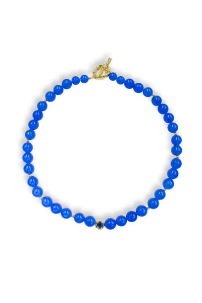 Classicharms Tia Royal Blue Chalcedony Choker Necklace In Pink