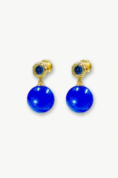 Classicharms Tia Royal Blue Chalcedony Drop Earrings In Orange