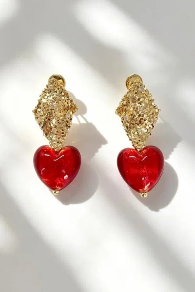 Classicharms Valentina Murano Glass Heart Drop Earrings In Gold