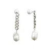 Classicharms Women's Baroque Pearl Drop Earrings In Silver Chain