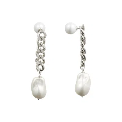Classicharms Women's Baroque Pearl Drop Earrings In Silver Chain