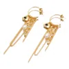 Classicharms Women's Black / Gold Iris Gold Radiant Reverie Gemstone Cascade Hoop Earrings-noir Black