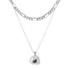 Classicharms Women's Black / Silver Aria Silver Gemstone Pendant Necklace Layer Set-noir Black