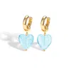 Classicharms Women's Blue Esmée Aquamarine Glaze Heart Dangle Earrings
