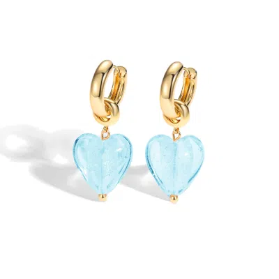 Classicharms Women's Blue Esmée Aquamarine Glaze Heart Dangle Earrings