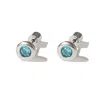 Classicharms Women's Blue / Silver Aurora Silver Bezel Set Aquamarine Blue Solitaire Stud Earrings