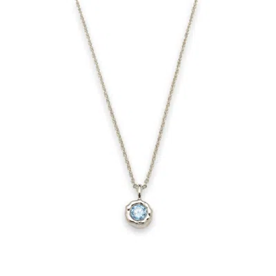 Classicharms Women's Blue / Silver Skyler Silver Molten Mini Solitaire Aquamarine Pendant Necklace