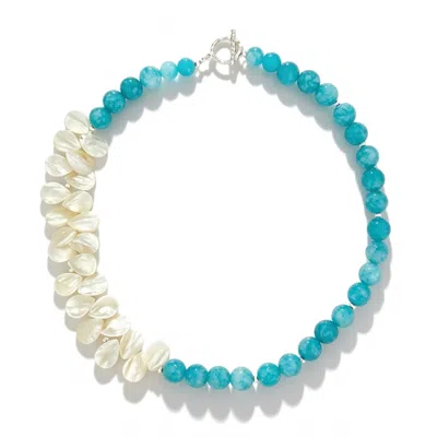 Classicharms Women's Blue / White Amazonite & Mother Of Pearl Necklace In Pink