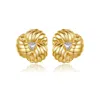 Classicharms Gold Clover Designed Stud Earrings