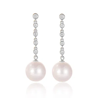 Classicharms Women's Electra Sterling Silver Diamond Rivière Pearl Drop Earrings In Pink