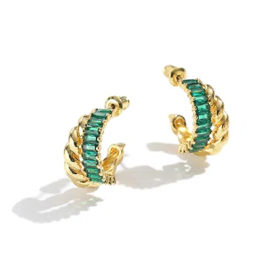 Classicharms Women's Emerald Green Twisted Hoop Earrings In Multi