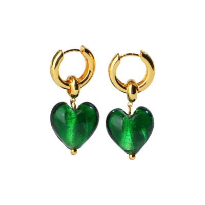 Classicharms Women's Esmée Green Glaze Heart Dangle Earrings
