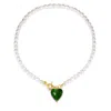 Classicharms Esmee Glaze Heart Pendant Baroque Pearl Necklace In Green