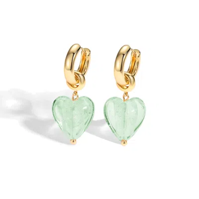 Classicharms Women's Esmée Lime Green Glaze Heart Dangle Earrings
