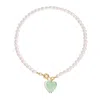 Classicharms Women's Esmée Lime Green Glaze Heart Pendant Pearl Necklace
