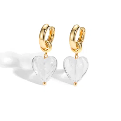 Classicharms Women's Esmée White Clear Glaze Heart Dangle Earrings