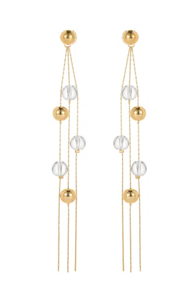 Classicharms Women's Frostlily Clear Crystal & Gold Bead Drop Earrings