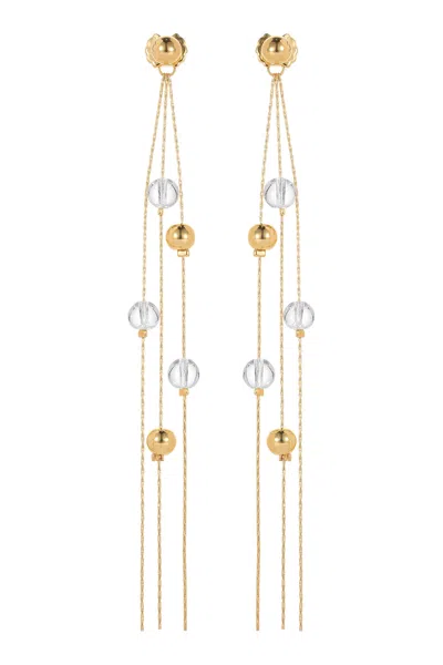 Classicharms Women's Frostlily Mini Clear Crystal & Gold Bead Drop Earrings