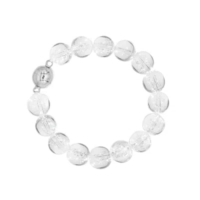 Classicharms Women's Frostnova Azeztulite Clear Phantom Crystal Sphere Bracelet-silver Small