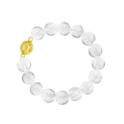Classicharms Women's Frostnova Azeztulite Large Clear Phantom Crystal Sphere Bracelet-gold Large