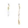 CLASSICHARMS WOMEN'S GOLD ASYMMETRICAL MOLTEN BAROQUE PEARL EARRINGS