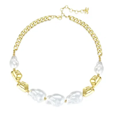 Classicharms Baroque Pearl Statement Necklace In Gold