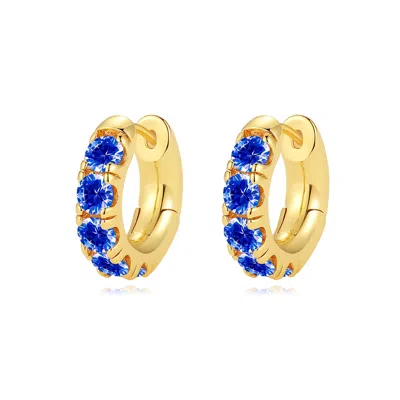 Classicharms Daniela Gold Huggie Hoop Sapphire Blue Zirconia Earrings