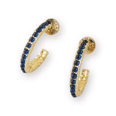 Classicharms Women's Gold / Blue Serena Gold Blue Sapphire Gemstone Hoop Earrings