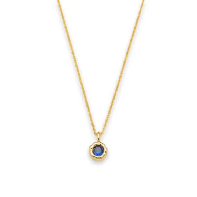 Classicharms Women's Gold / Blue Skyler Gold Molten Mini Solitaire Sapphire Pendant Necklace
