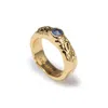 Classicharms Women's Gold / Blue Sylvie Gold Molten Gemstone Stackable Ring