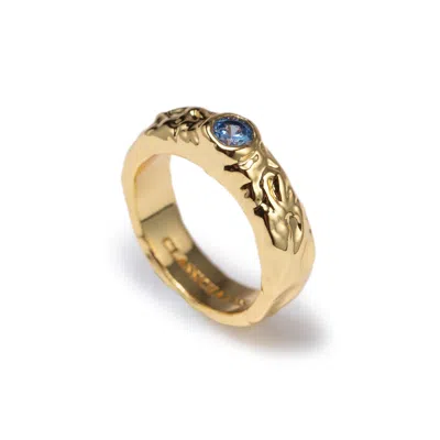 Classicharms Women's Gold / Blue Sylvie Gold Molten Gemstone Stackable Ring