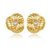 Classicharms Gold Clover Designed Stud Earrings In Gold