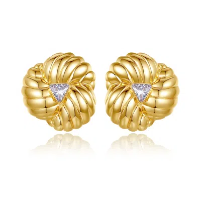 Classicharms Gold Clover Designed Stud Earrings