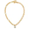 Classicharms Gold Double Layered Solitaire Zirconia Pendant Necklace In Gold