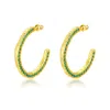 Classicharms Cubic Zirconia Molten C Hoop Earrings In Gold