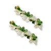 Classicharms Women's Gold / Green Midori Pearl Petal & Peridot Tassel Earrings In Multi