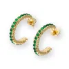 Classicharms Serena Molten Gemstone Hoop Earrings In Green