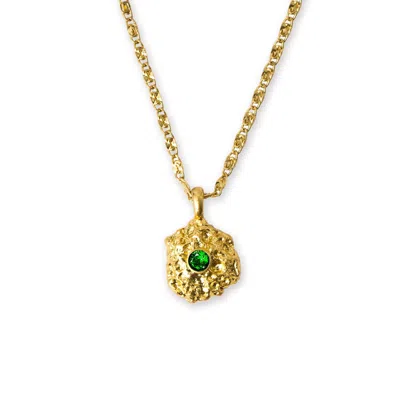 Classicharms Women's Gold / Green Shayla Gold Molten Emerald Zirconia Pendant Necklace
